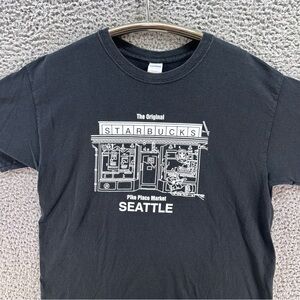 The Original Starbucks Pike Place Market Seattle T-Shirt Size Large Black Unisex